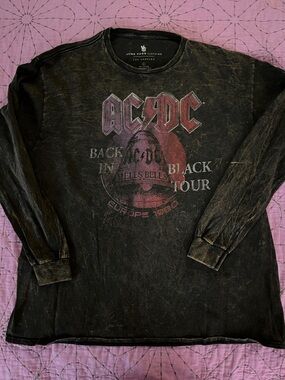 Junk Food Clothing AC/DC Back In Black Long Sleeve Graphic Tee - Black, Red